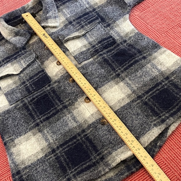 Wool Women’s small plaid checkered shirt Eclipse blue / gray - Picture 8 of 12